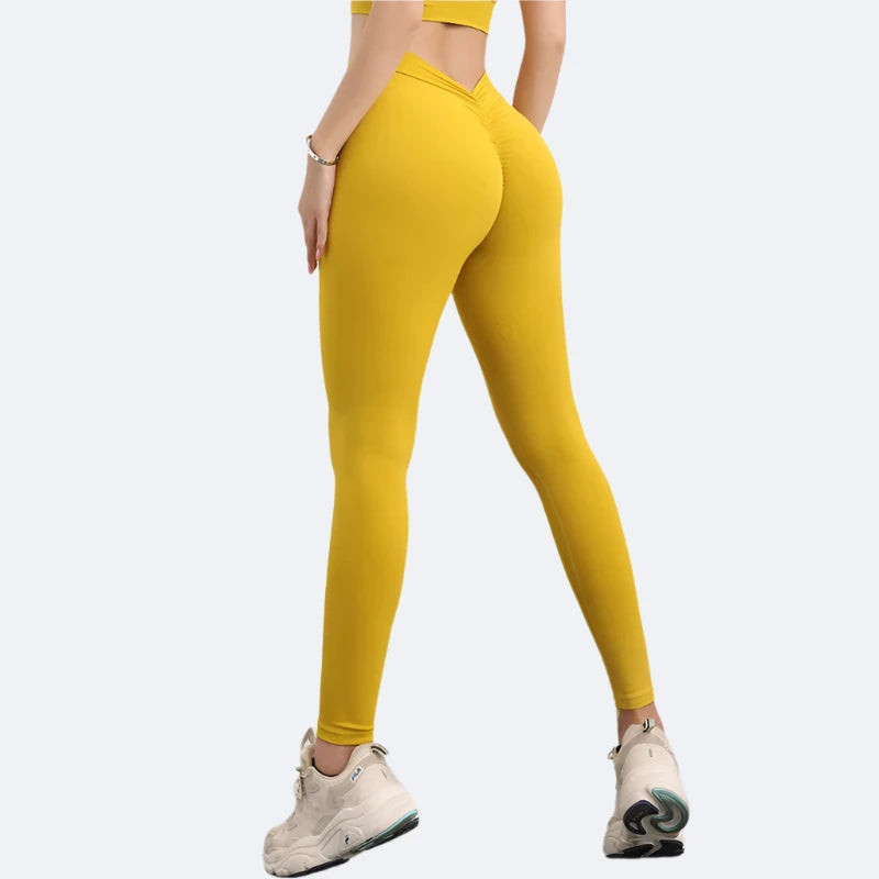 Yoga-Leggings mit hoher Taille und V-förmigem Hüftdesign